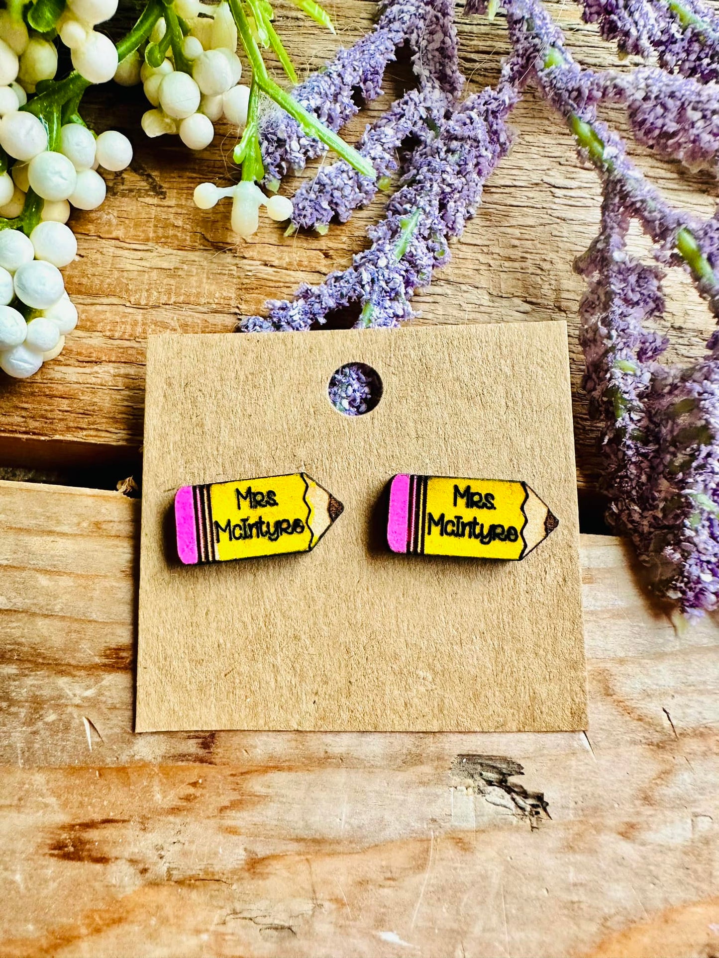 Teacher pencil earrings