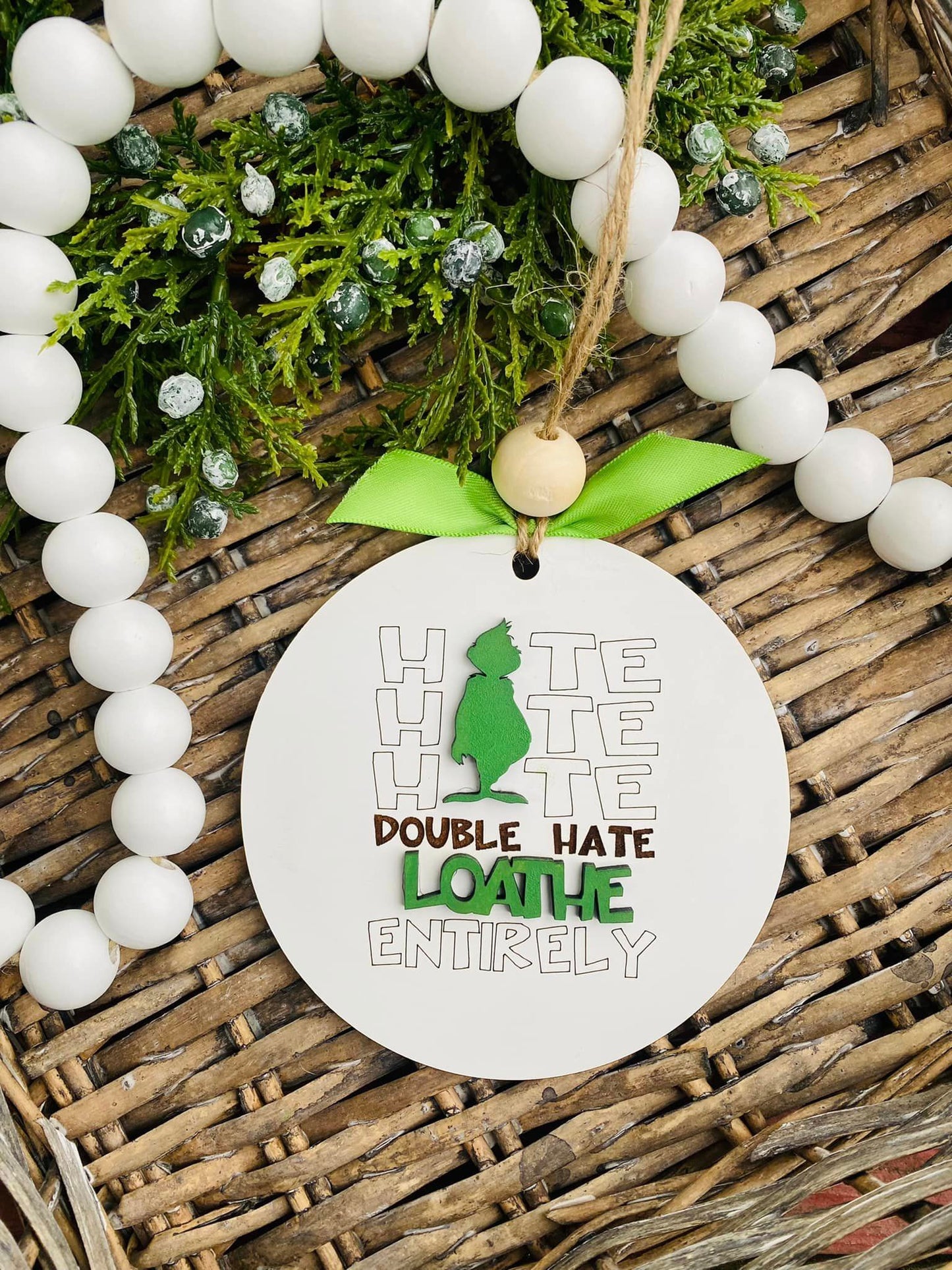 Mean Green Guy Hate Hate Hate Ornament
