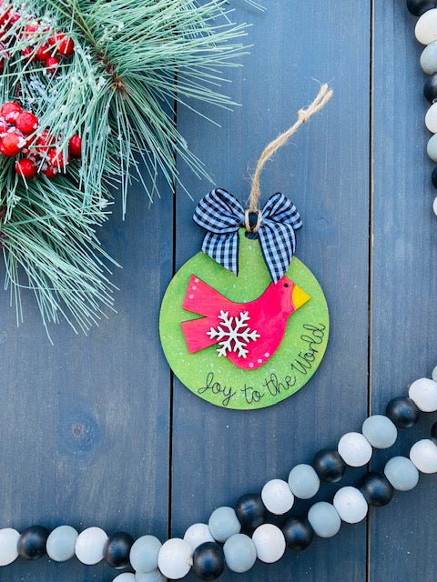 Cardinal Joy to the world ornament