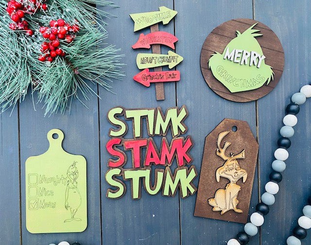 Mean green white Christmas Set